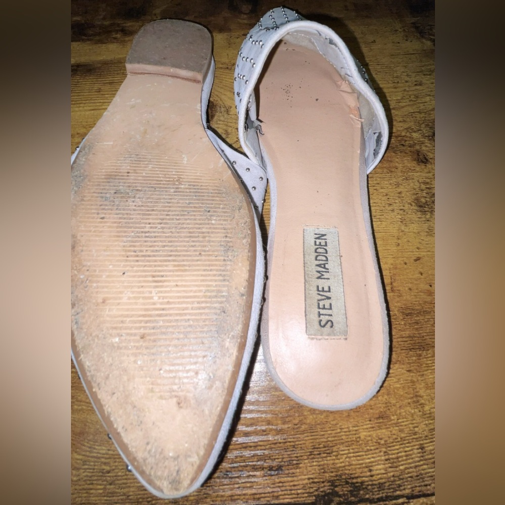 Steve Madden Grey Suede Studded Mules - Picture 3 of 3